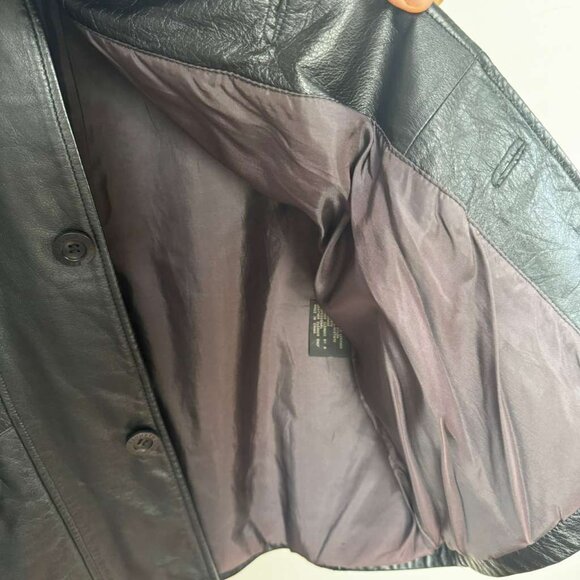 Kenneth Cole Men’s New York Heavy Leather Jacket size L VINTAGE - Picture 3 of 9
